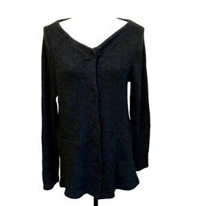 ANTHROPOLOGIE MOTH Swing Coat Sweater Womens Size Small Dark Gray Faux Pockets